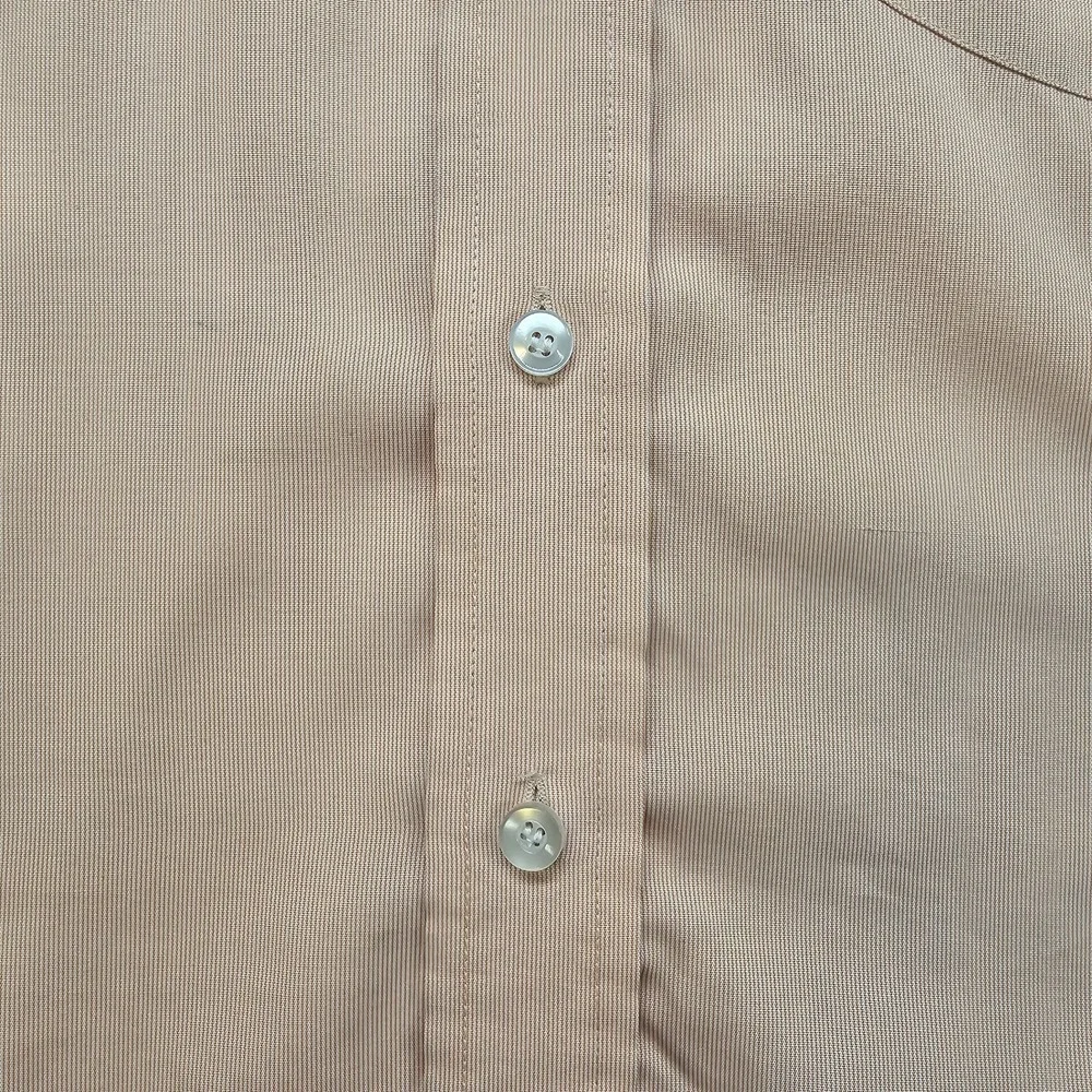 Gold‎ Cuff Men's Dress Shirt Size 40 Peach Tan Long Sleeve Button Front
